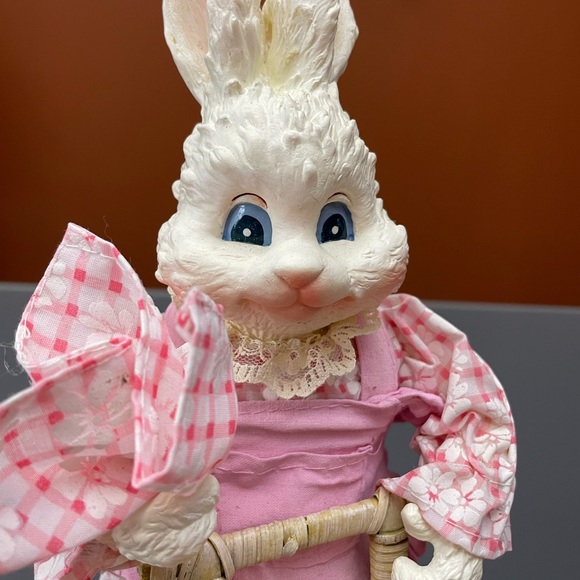 Vintage Figurines Fabric Mache Spring Easter Bunnies Bunny Couple 13-14” Lot 2 - Picture 7 of 16